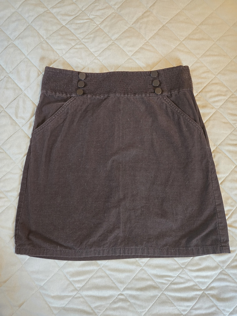 Ann Taylor Dark Brown Mini Skirt with Button Detail Waist